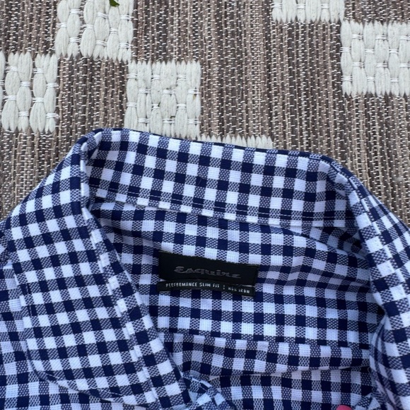 Esquire Blue Gingham Casual Button down size medium - Picture 2 of 2